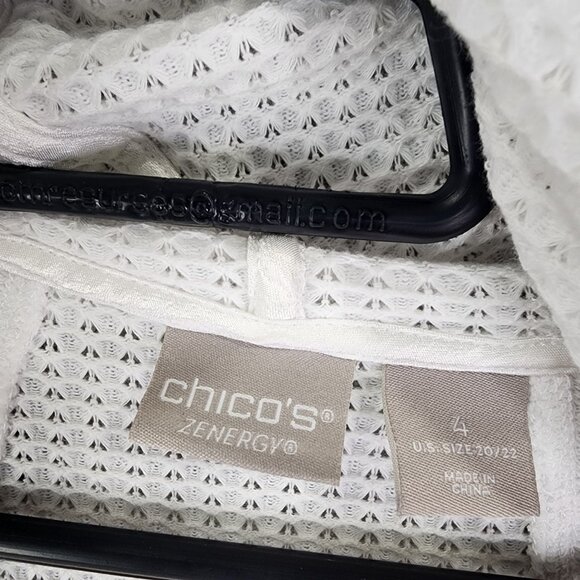 Womens White Chicos Zenergy Hooded Open Front Cardigan Sweater Rolled Sleeves 4 - Picture 3 of 8